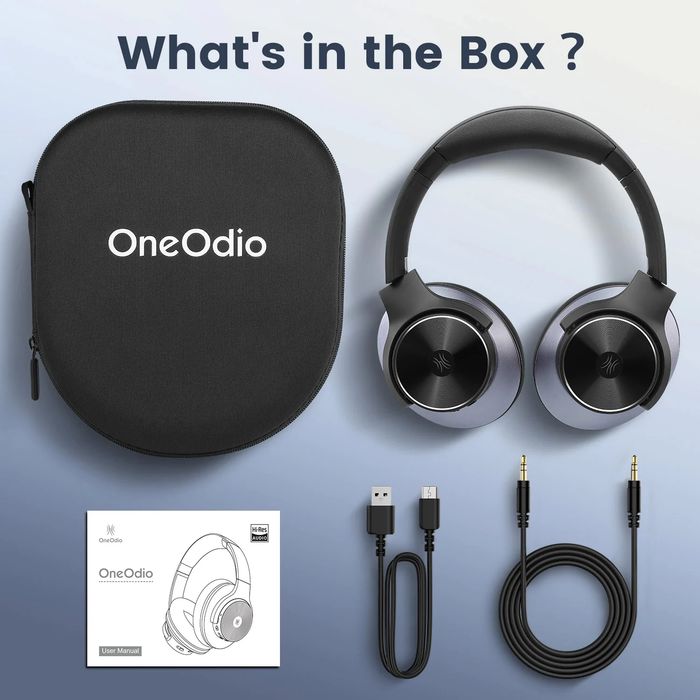 Oneodio A Series - Bezdrátová sluchátka s aktivním potlačením hluku Bluetooth 5.0 - Vestavěný mikrofon, nabíjení přes Type C a pouzdro - Zahrnuta prodloužená 2letá záruka