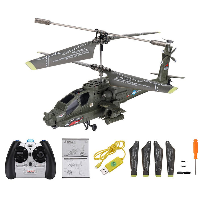 SYMA S109G - 3.5CH Beast RC Helicopter RTF AH-64 Military Model - Perfect Kids Toy for Indoor Flying Action - Shopsta EU