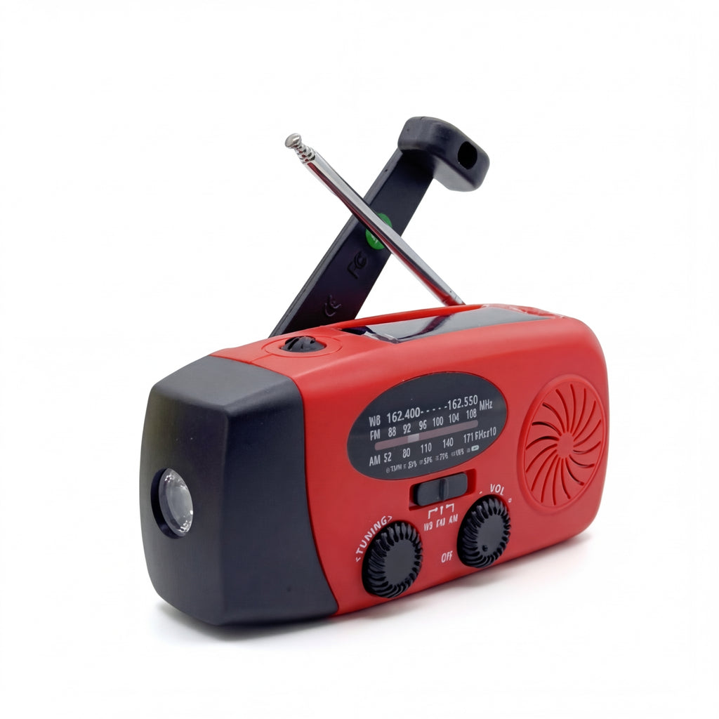 Hand-cranked Solar Power Generator Radio Flashlight — FM AM WB NOAA Power Bank