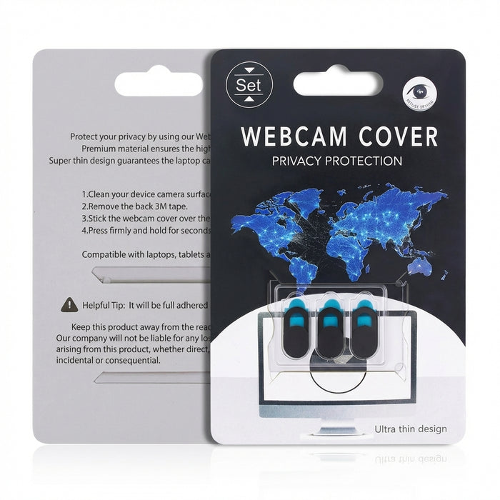 3-Pack Ultra-Thin Sliding Camera Covers for Phone, Laptop & Tablet — Black