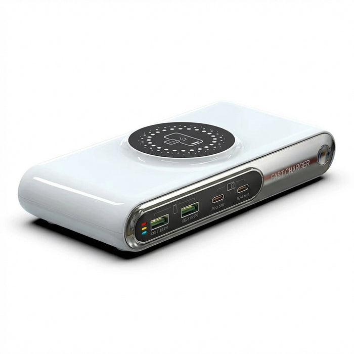 5-in-1 USB-C Charger Station 72W — 4-Port + Magnetic Wireless (PD45W) with LED colour nightlight F9A