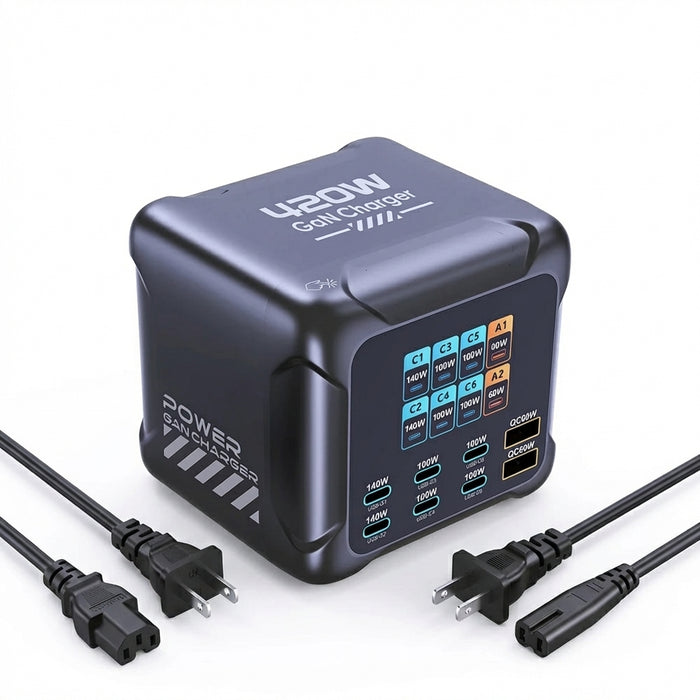 420W GaN PD3.1 PPS Fast Charging Station with Digital Display — up to 140W USB‑C