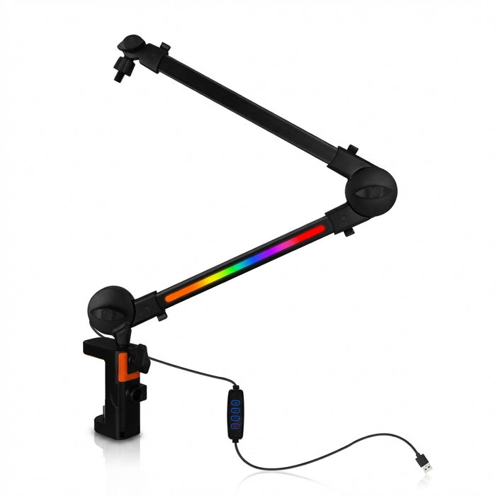 360° Rotating Microphone Boom Arm — Adjustable Aluminium Desk Stand for Streaming