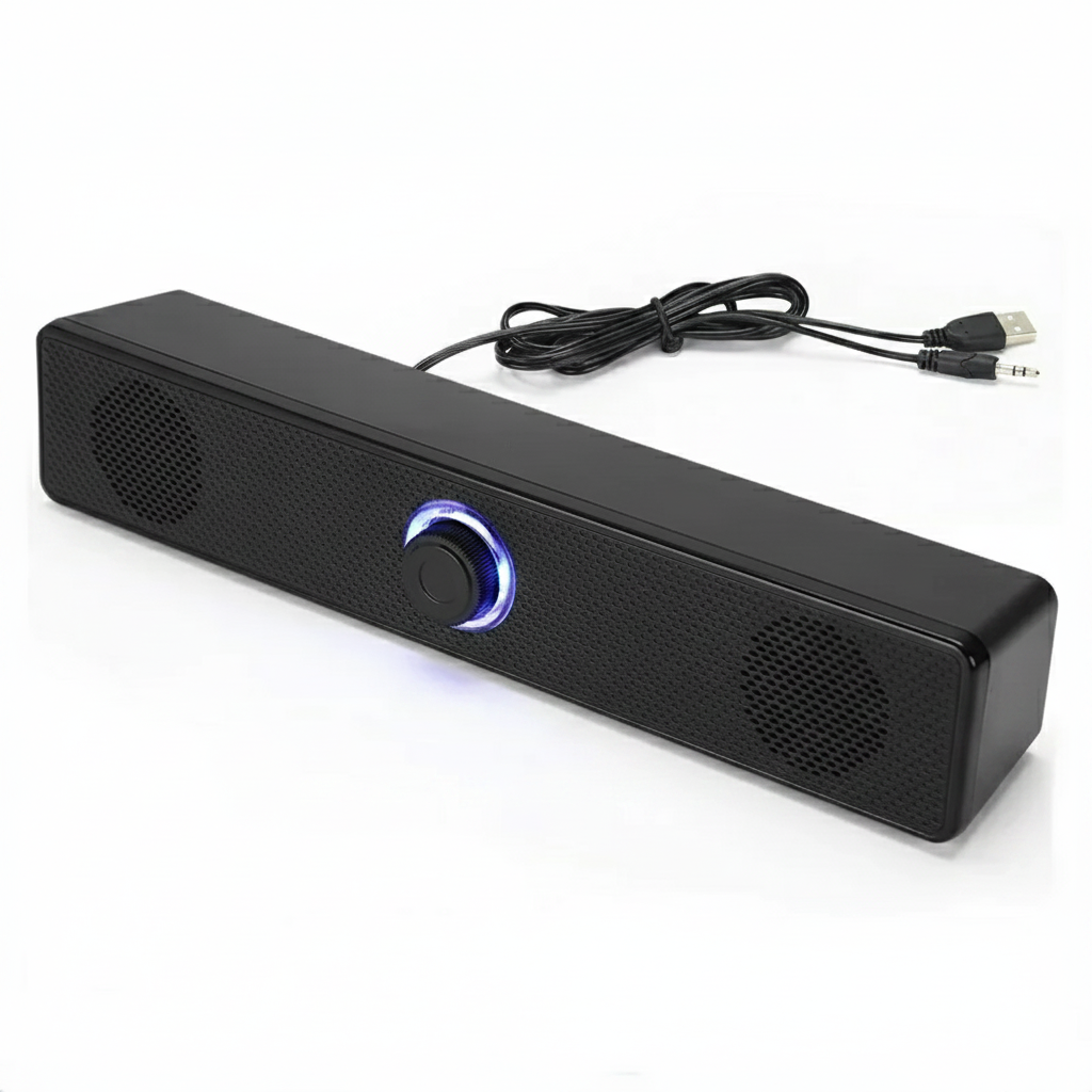 2.1 Channel Wired Soundbar with Subwoofer for PC/TV/Laptop – Aux & USB, Optional Bluetooth