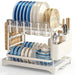 Double-layer Stainless Steel Kitchen Drain Rack for Tableware, Chopsticks and Cutting Boards (White or Black)