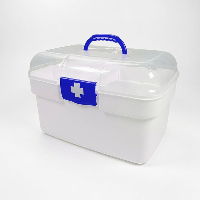 2-Tier Plastic Medicine Box with Handle — Large Capacity First‑Aid Organiser