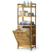 3/4-Tier Bamboo Laundry Hamper & Bathroom Rack with Pull-Out Shelves