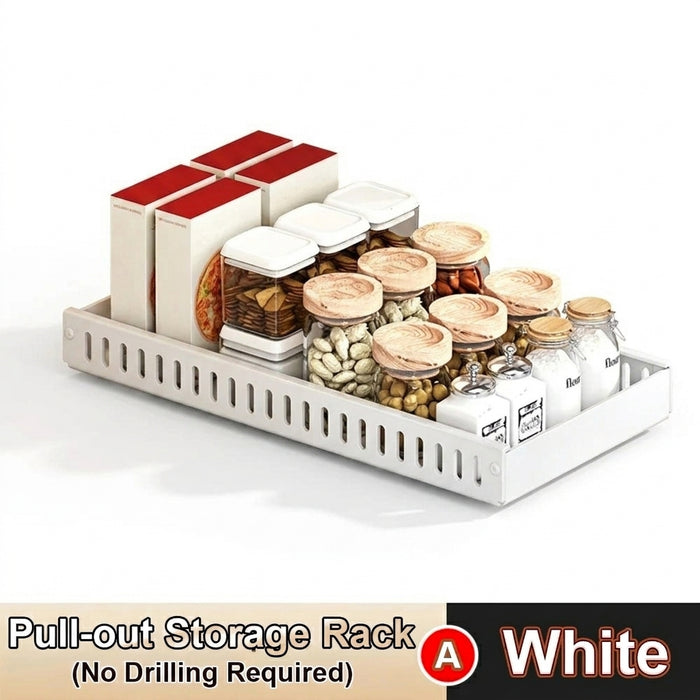 Pull-Out Pots & Pans Organiser — Sliding Lid Holder & 8-Compartment Kitchen Rack (White/Black)