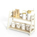2-Tier Wicker-Look Coffee Station Organizer — Bamboo-Style Mug Holder for Countertop