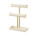 Two-Level T-Style Bangle Stand – Wooden, Velvet-Lined Jewellery Display (Black, Beige)