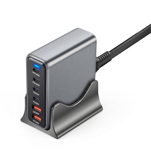 470W 6‑Port GaN Desktop Charger — 4C+2A USB‑C PD Fast Charge for Phones, Tablets & Laptops
