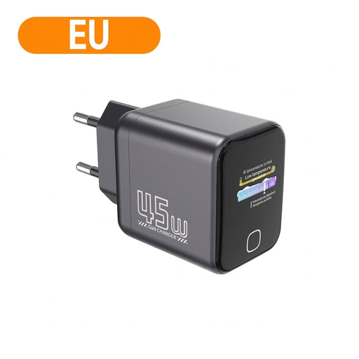 45W PD GaN USB‑C Charger with AI Touch Display — USB‑C PD for iPhone & Android (EU/UK/US)