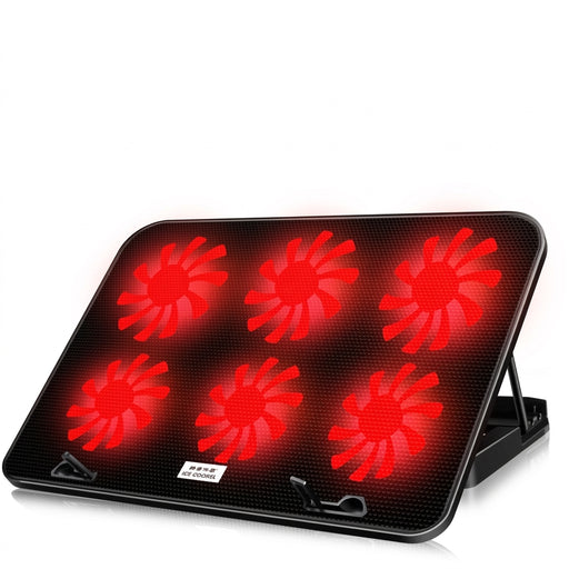 A9 RGB 6-Fan Laptop Cooler - Fits 13-18 inch Laptops, Metal Mesh Stand, 2 USB
