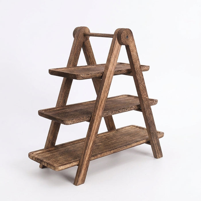 Natural Paulownia Wood 3-Tier Cake Stand — Space-Saving Kitchen Rack