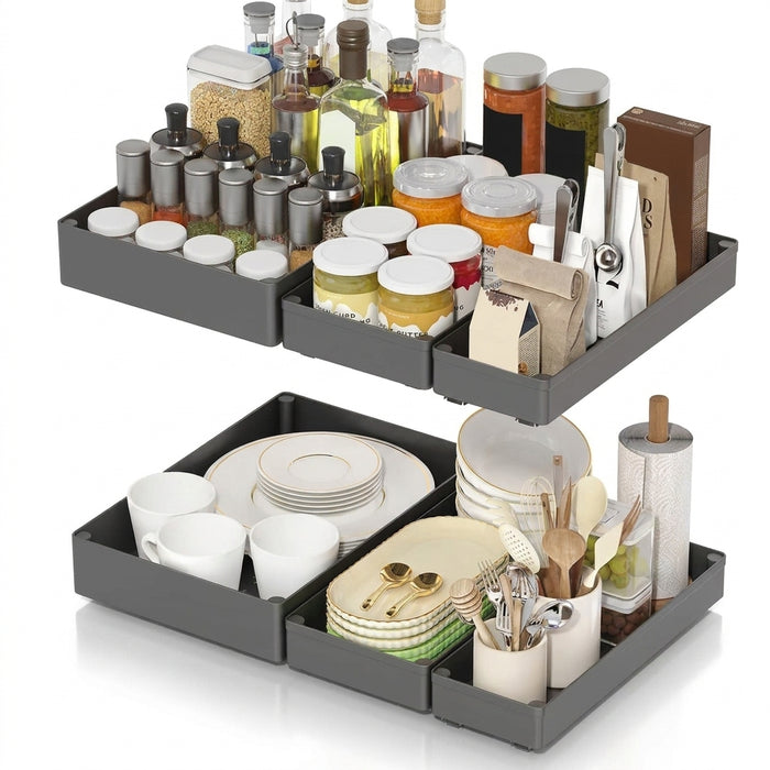 No-Drill Pull-Out Cabinet Organiser — Sliding Drawers for Kitchen & Pantry
