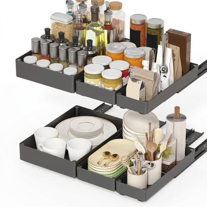 No-Drill Pull-Out Cabinet Organiser — Sliding Drawers for Kitchen & Pantry