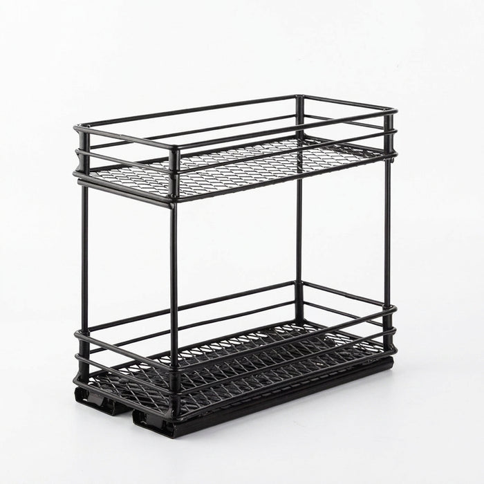 2-Tier Pull-Out Steel Spice Rack – Heavy-Duty Dual-Slide Cabinet Organiser