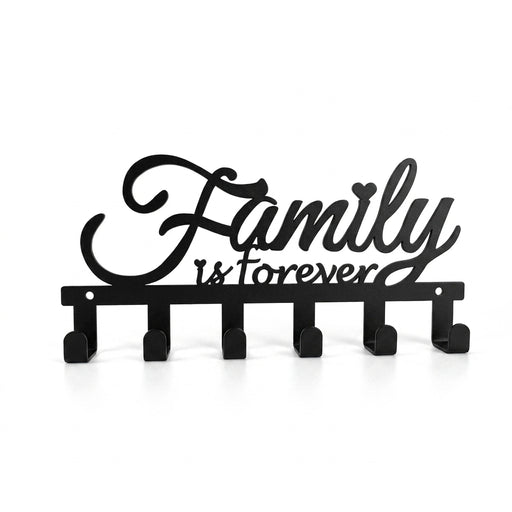 Black Iron 'Family' Wall Key Holder — Wall-Mounted Hook & Hat Rack