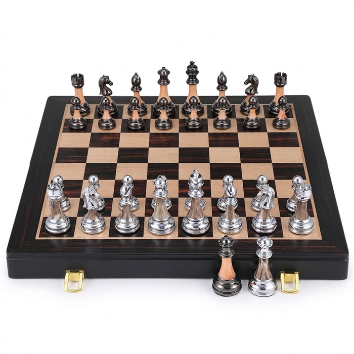 Large Wooden Chess Set — 45cm (17.7") Board, Electroplated Acrylic King 9cm (3.54")